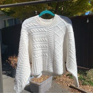 Abercrombie & Fitch White Cable Knit Sweater